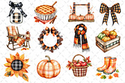 Watercolor Plaid Autumn Clipart, an Illustration by Dream Creation (Thumbnail 2 of 4)