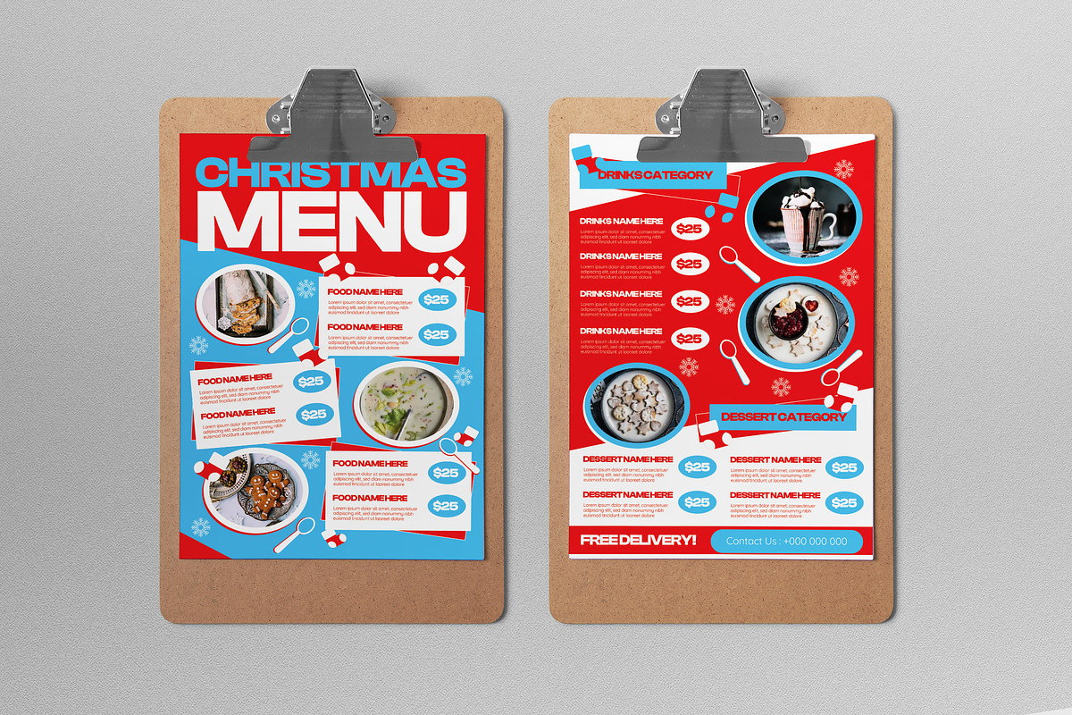 Red Blue Christmas Food Menu, a Flyer Template by graphicook (Photo 1 of 4)