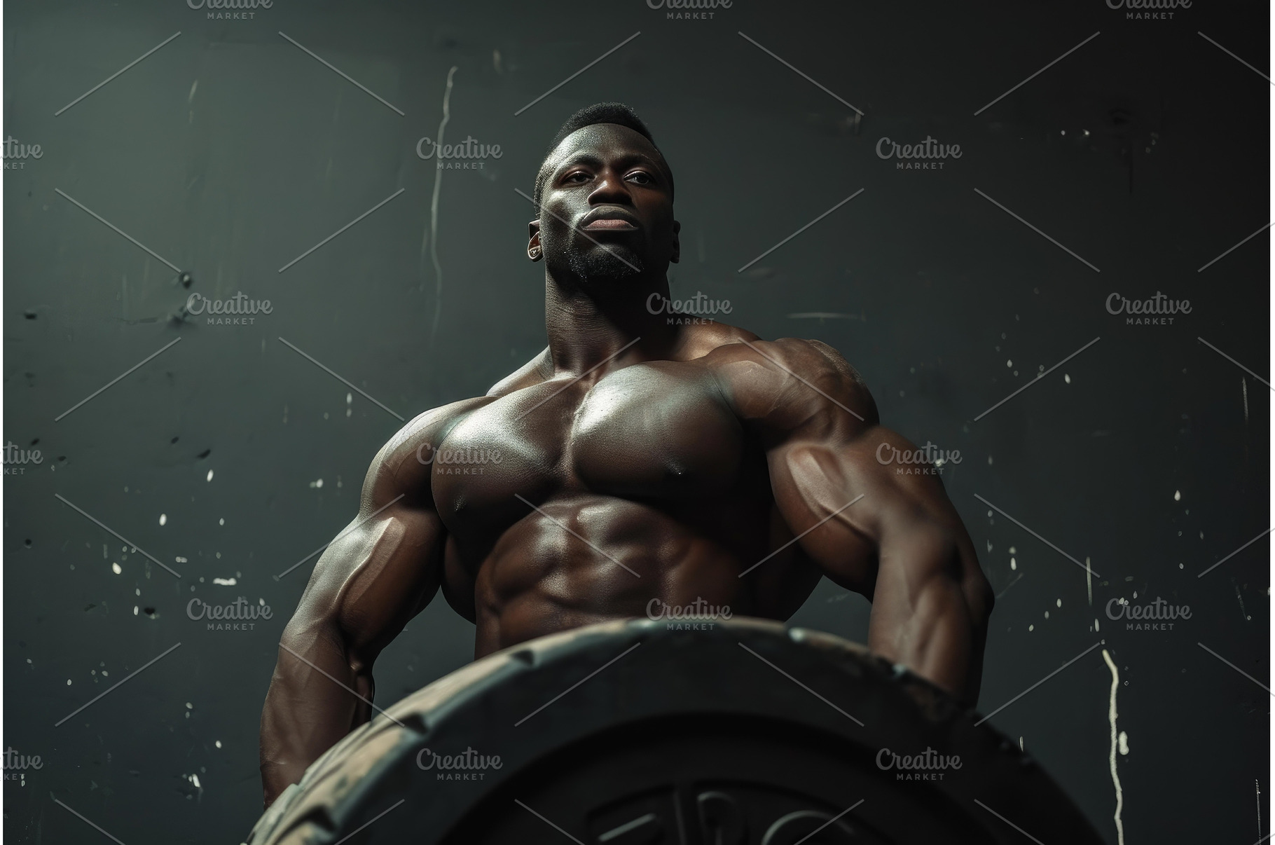 Strong Afro athlete pushups muscular, a Sports & Recreation Photo by Ylivdesign
