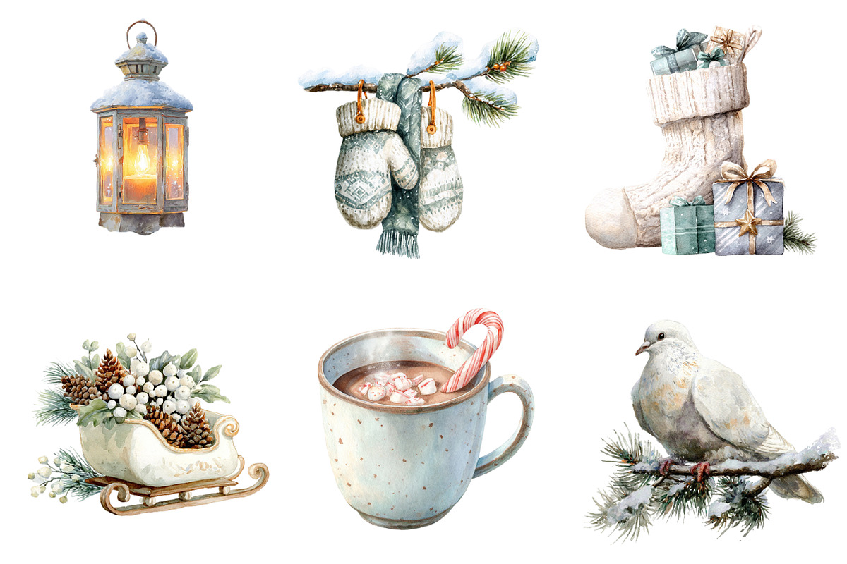 Cozy White Christmas Clipart, an Illustration by Design Market (Photo 2 of 3)