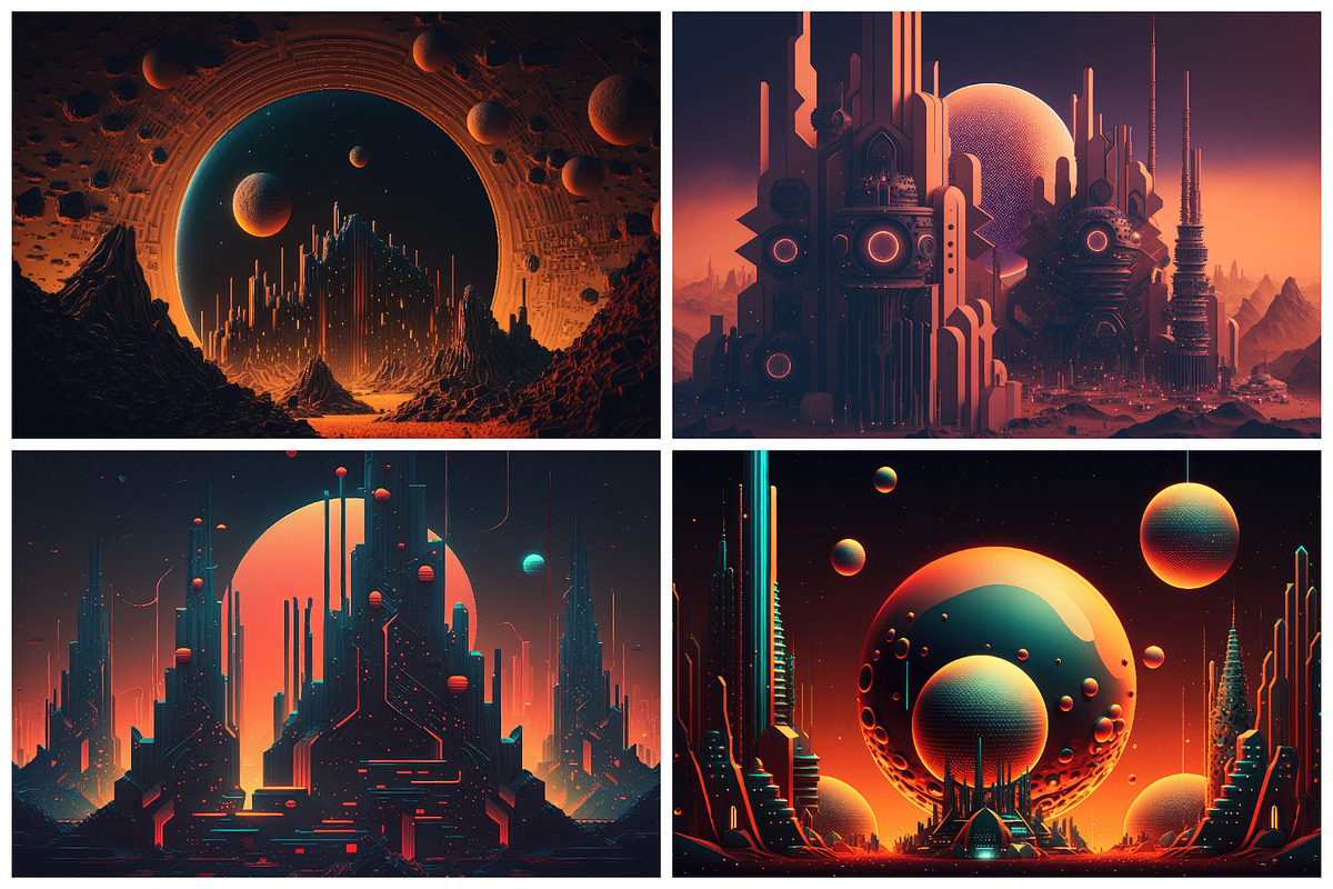 24 Futuristic Martian Cities, a Background Graphic by HipFonts