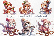 Christmas Kittens Clipart Bundle., an Animal Illustration by GalaDesign03 (Thumbnail 3 of 6)