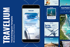 Modern Travel Social Media Kit, a Social Media Template by Nenjo Studio