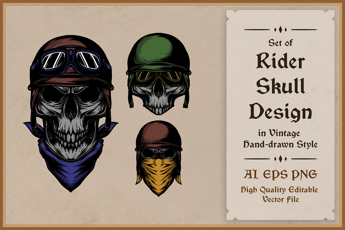 Rider Skull Design Vector, an Illustration by vectstudio (Photo 1 of 3)