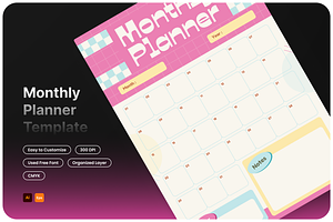 Monthly Planner Design Template, a Flyer Template by Annora Studio