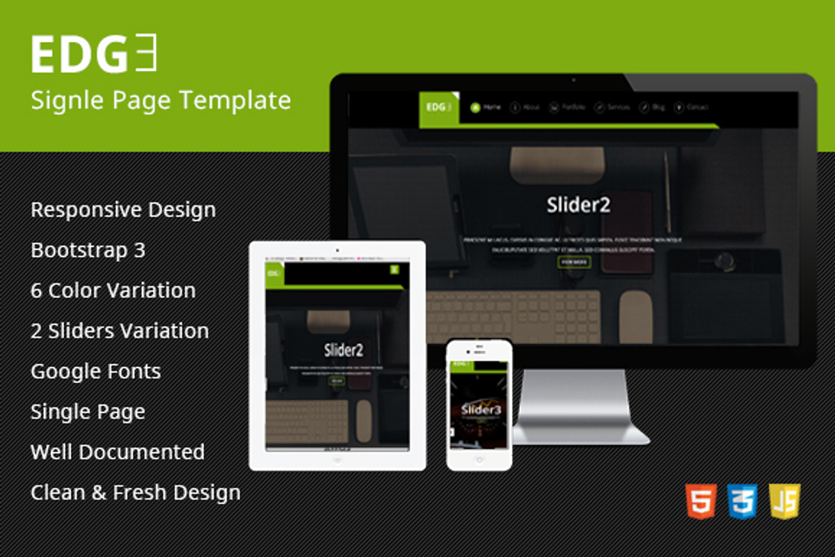 EDGE Single Page Reponsive Template, a Landing Page Template by hsoft (Photo 1 of 3)