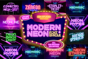 Modern Neon Font Bundle