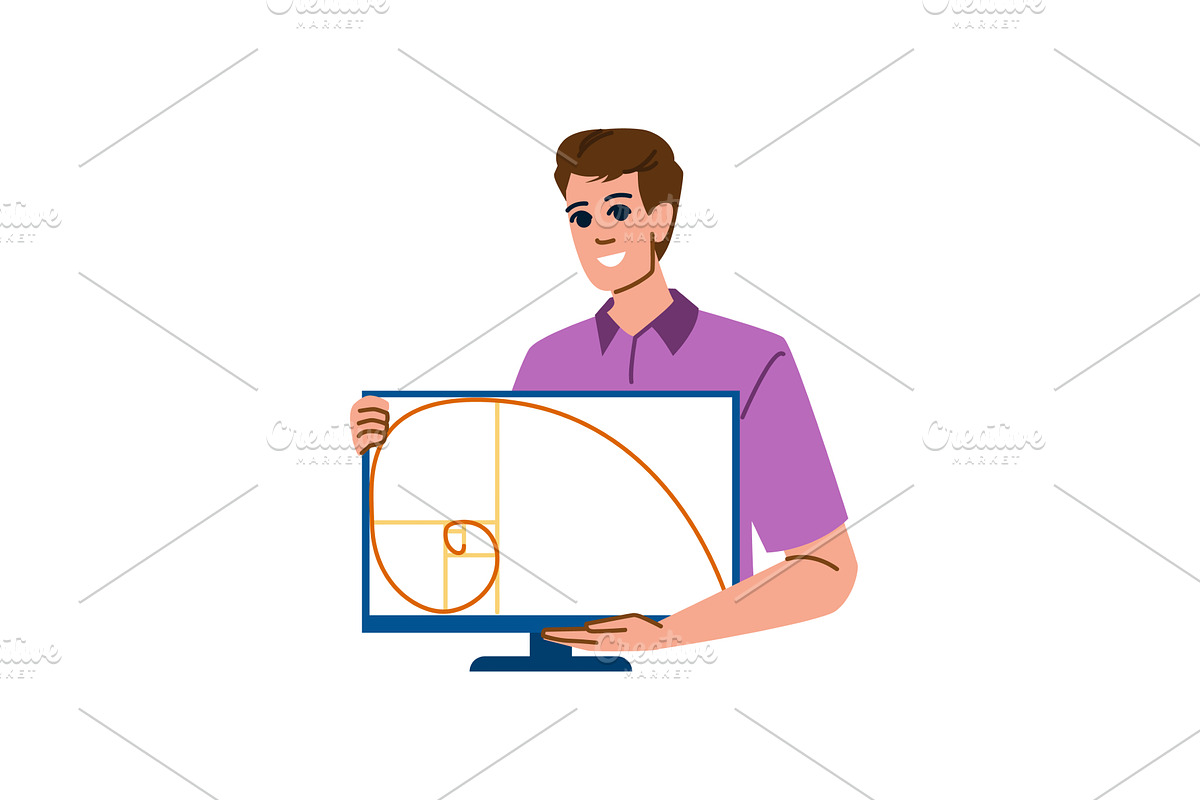 Designer showing golden ratio on, a Technology Illustration by pikepicture