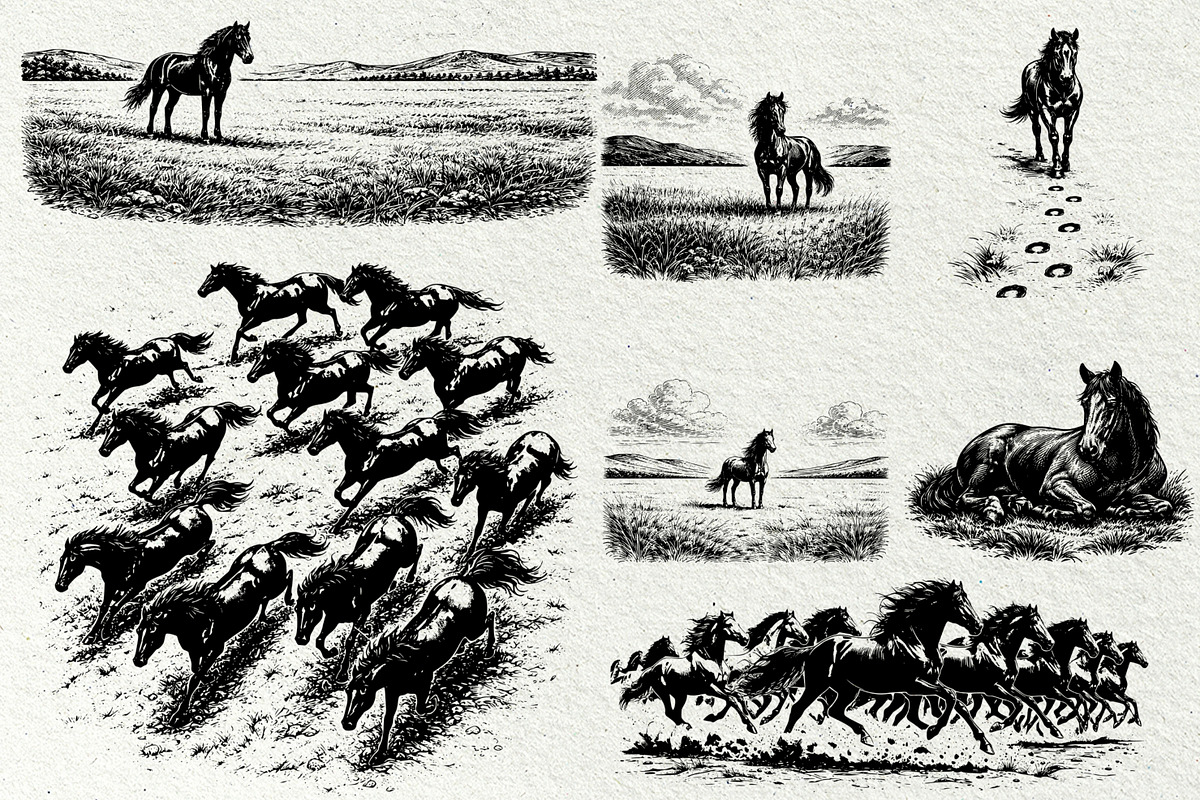 Wild Horse SVG Graphics Bundle, an Animal Illustration by DENIDigitalArtSudio (Photo 7 of 8)