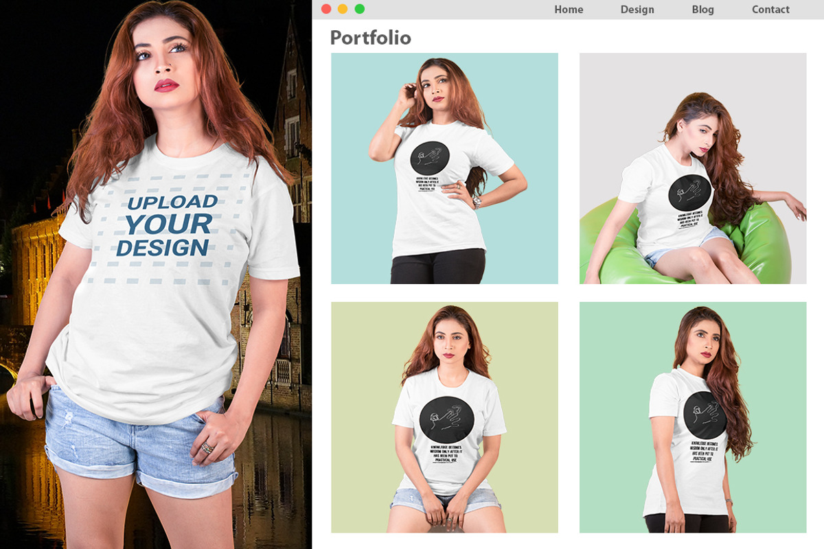 Female t-shirt Mockup-V-2-002, a Shirt Mockup by designvillage (Photo 2 of 7)