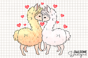 Couple Of Llamas In Love Valentine