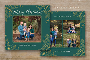 Gold Christmas Card Template 5x5