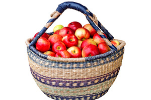 Red apples in a basket isolated, a Food & Drink Photo by BOOCYS