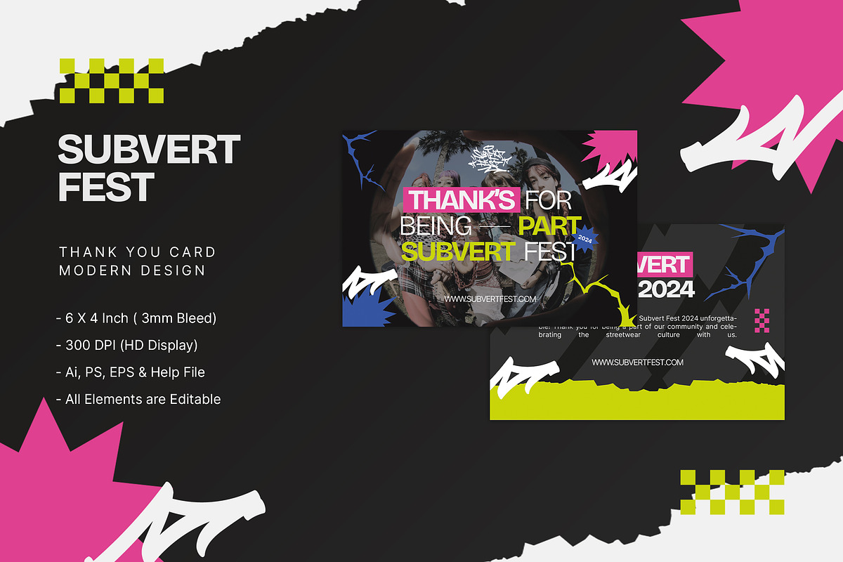 Subvert Fest - Thank You Card, a Print Template by StreaksideStd (Photo 1 of 3)