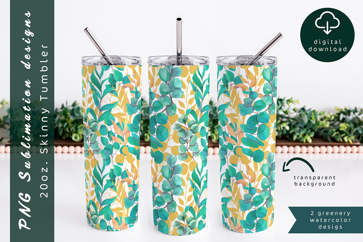 Eucalyptus tumbler sublimation, an Object Graphic by AnastasiaWatercolor (Photo 4 of 6)