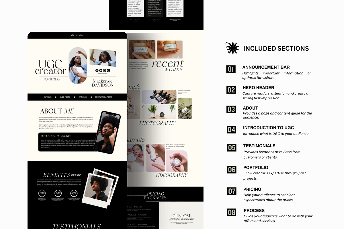 UGC Canva Website, Media Kit, a Landing Page Template by izeumi (Photo 2 of 3)