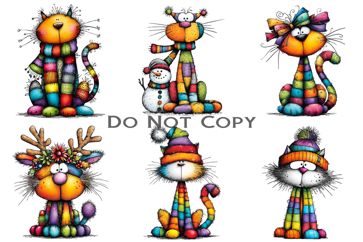 Rainbow Christmas Cat Clipart, an Illustration by Craft Nest (Photo 9 of 9)