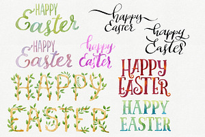 Easter Bundle 67 Watercolor Elements