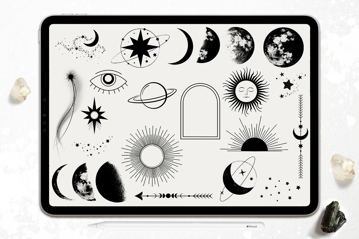 PROCREATE Esoteric Stamps & Brushes, a Brush Add-On by PixelJungle (Photo 5 of 6)