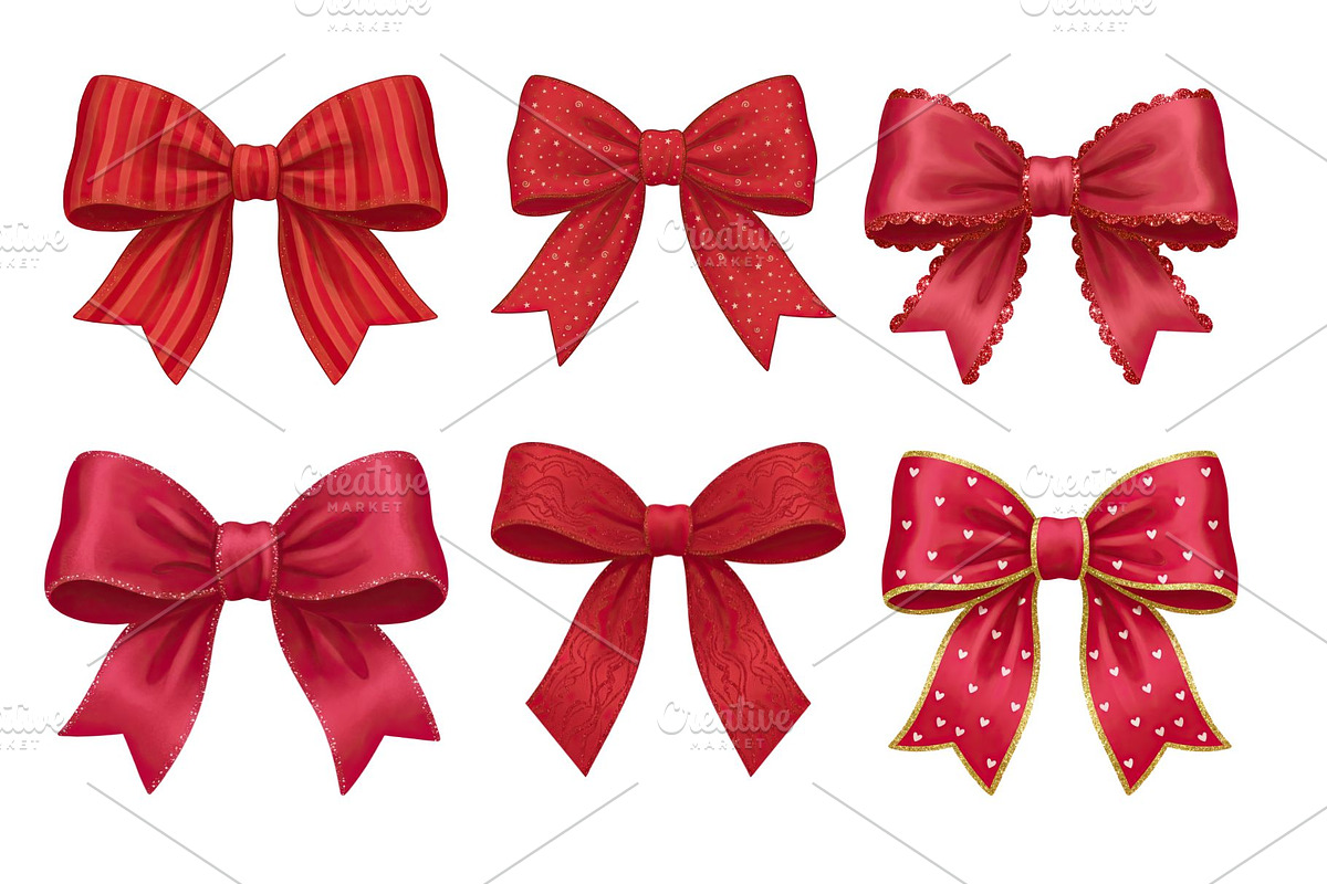 Red Textured Bows Mega Bundle, a Decorative Illustration by Stellalunarts (Photo 2 of 23)
