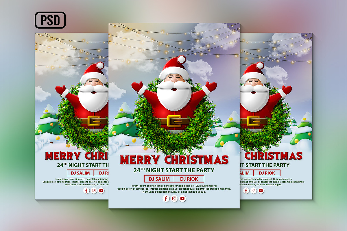 Merry Christmas Santa Flyer / Poster, a Poster Template by Black Spade Design