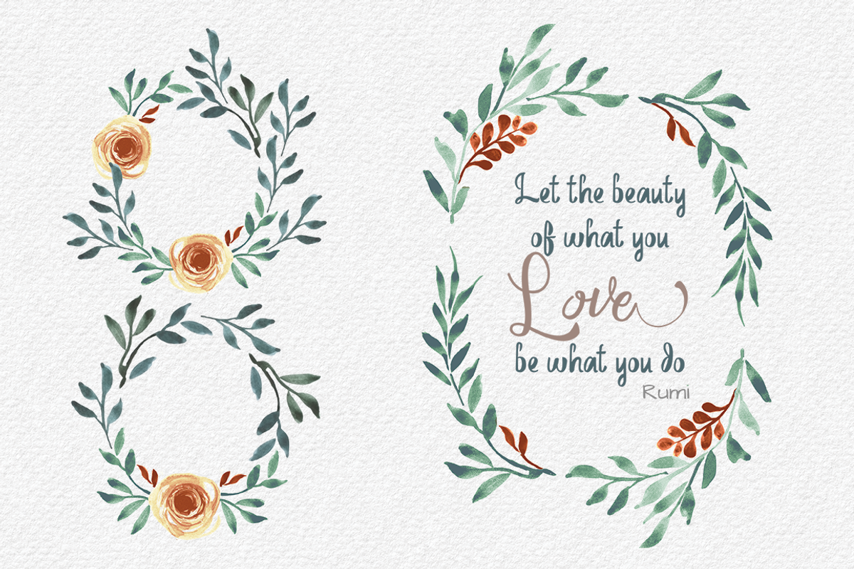 12 Hand painted Wreath Elements, a Pattern Graphic by Curve and Pixel (Photo 2 of 5)