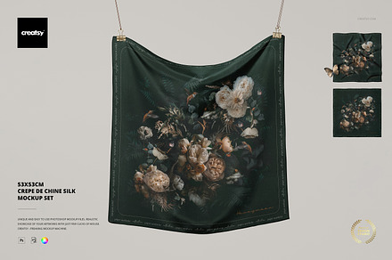 53x53cm Crepe de Chine Silk Mockup, a Mask Mockup by creatsy5