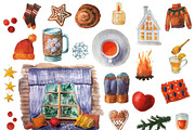 Hygge. Set of cozy elements., a Food Illustration by fiolika (Thumbnail 2 of 5)