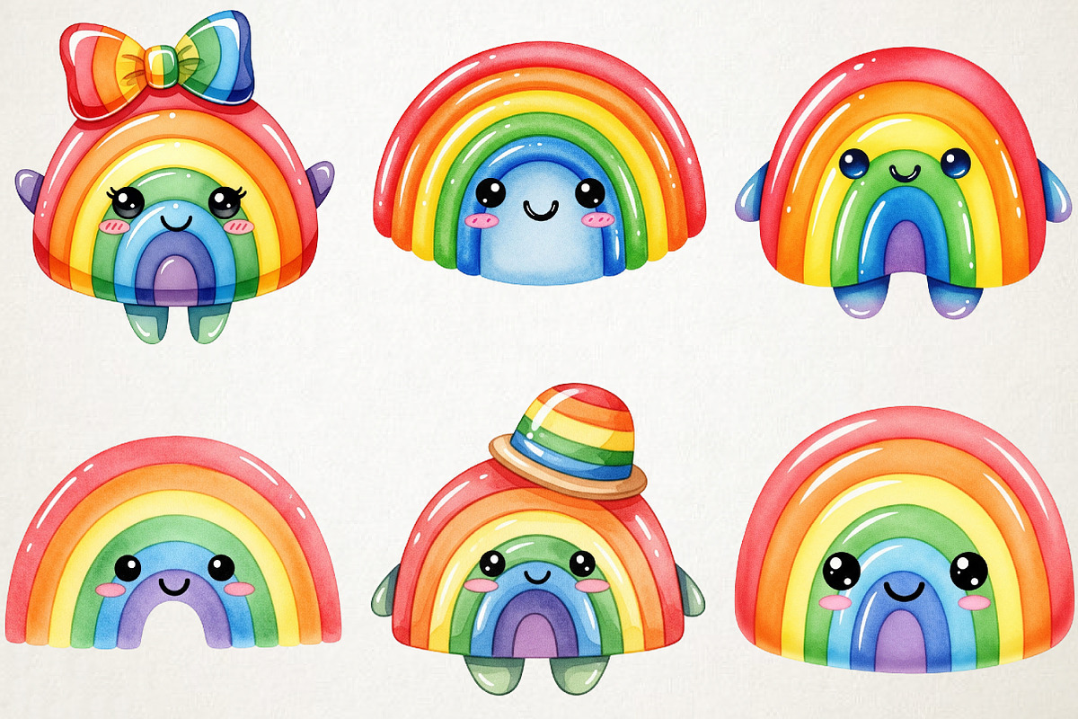 Cute Rainbow Character Clipart, an Illustration by RobertsArt (Photo 7 of 7)