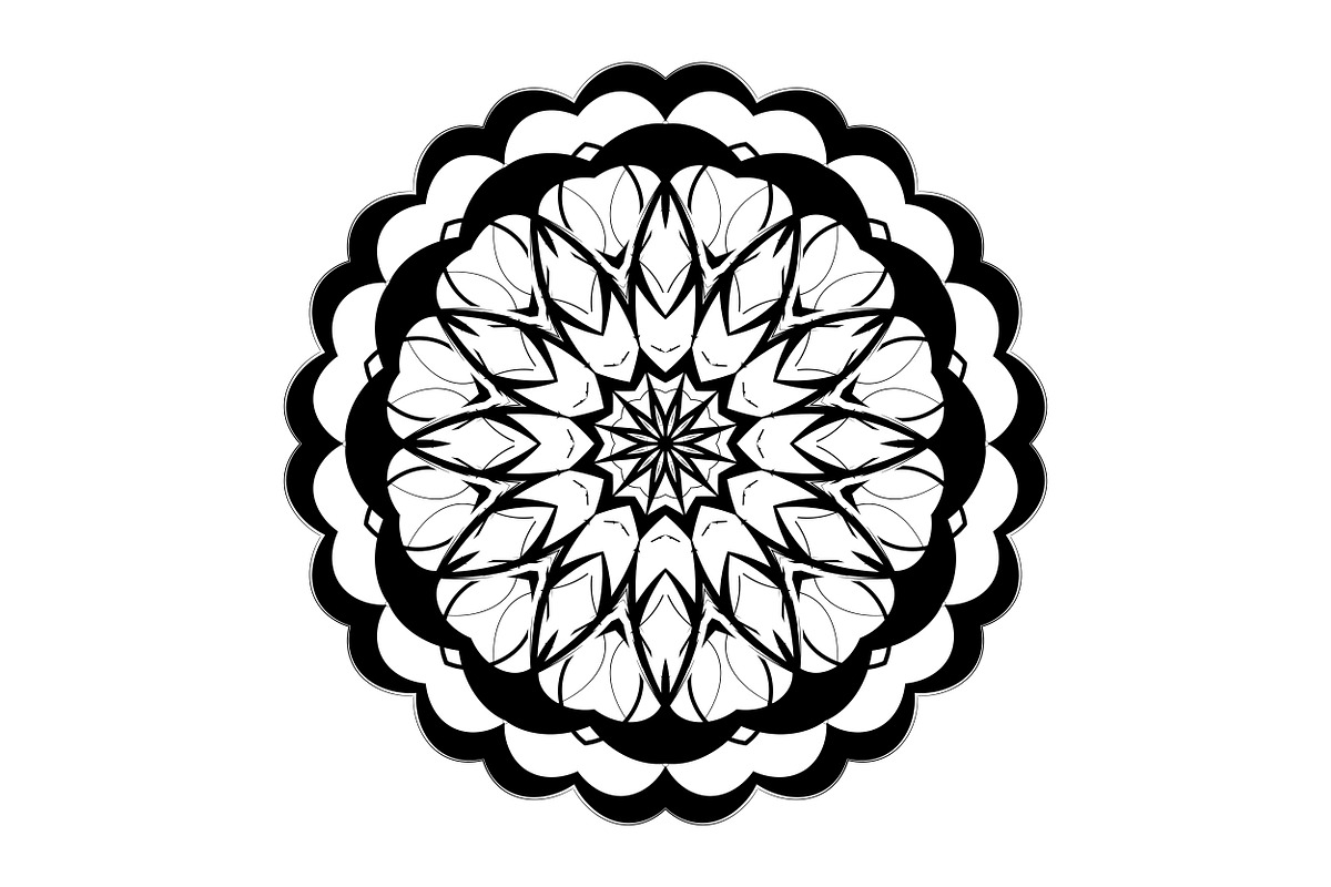 Ornamental Black White Mandala Pack, a Decorative Illustration by NJ Himel (Photo 69 of 103)