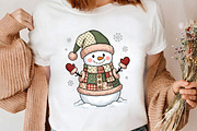 Retro Patchwork Snowman PNG Clipart, a Seasonal Illustration by CrexoraLab (Thumbnail 4 of 4)