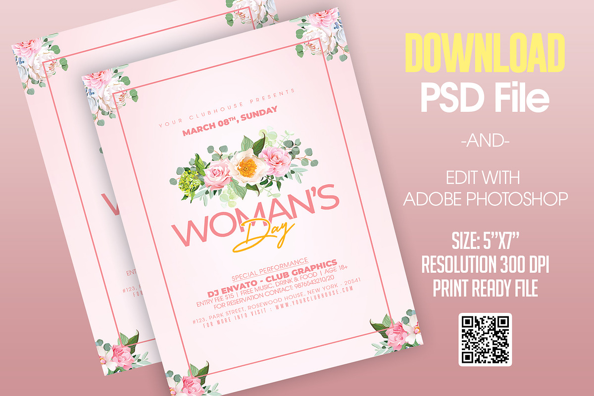 Editable Womens Day Flyer Template, a Flyer Template by MithilaCreation (Photo 2 of 8)