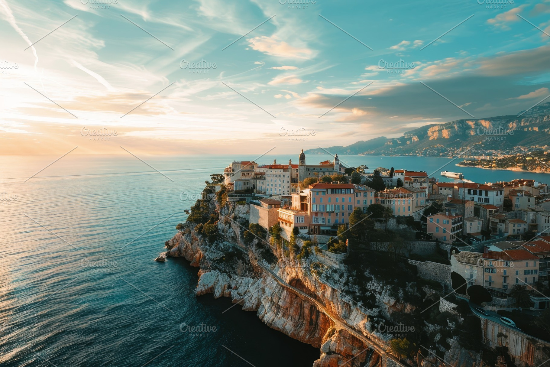 A vibrant coastal village basks in t, a Photo by Tanuart