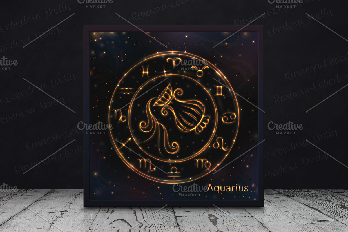 SET / GOLDEN ZODIAC SIGNS / VECTOR, an Animal Illustration by Nadin_Lebedeva (Photo 16 of 17)
