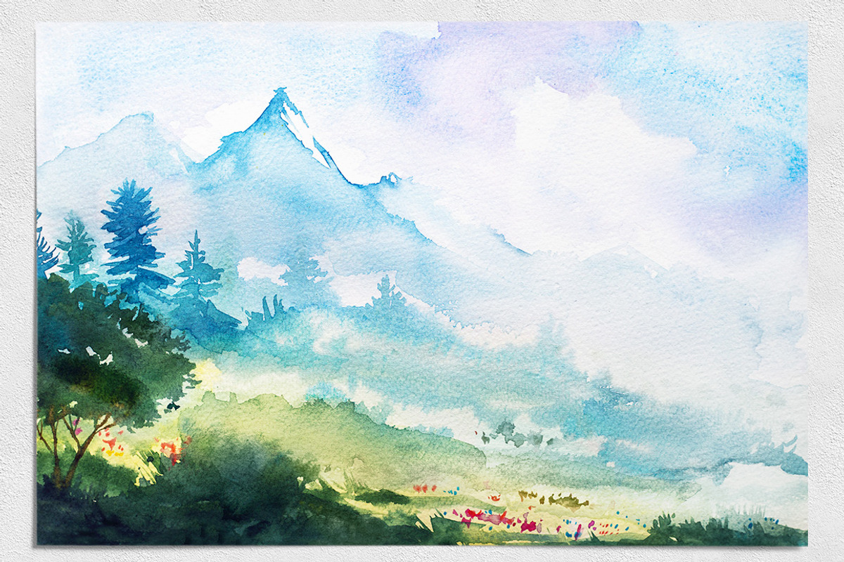 Spring Landscapes. Watercolor., an Illustration by AlexGreenArt (Photo 12 of 13)