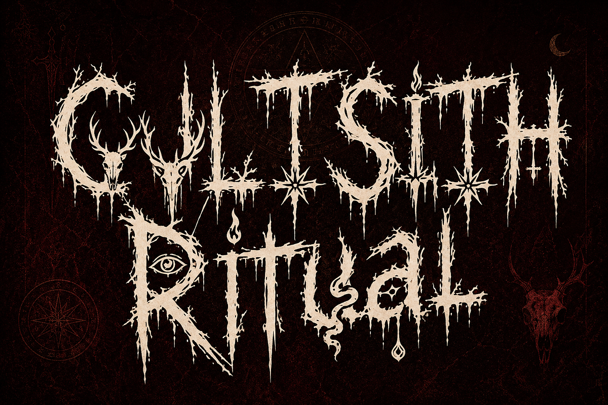 CultsithRitual - Cursed Damned, a Handwritten Font by HypeWorksCo (Photo 1 of 9)