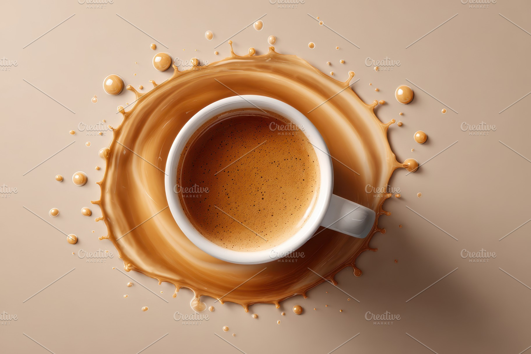 Coffee Splash on Beige Background, a Food & Drink Photo by AlyaAnd