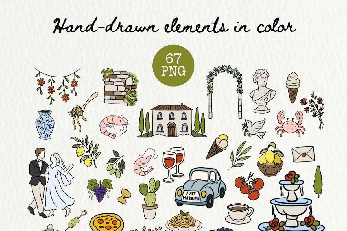 Italian Wedding Clipart, an Illustration by OZartRoom (Photo 4 of 14)