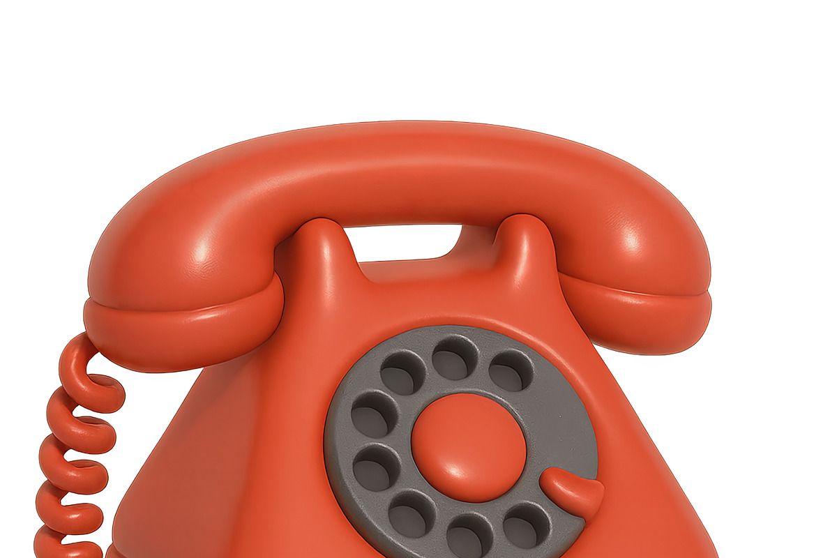 Retro red rotary telephone isolated, an Illustration by Dvoevnore photos