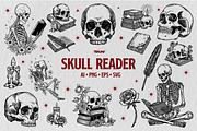 Skull Reader Illustration Bundle, an Illustration by Tekuni (Thumbnail 1 of 13)