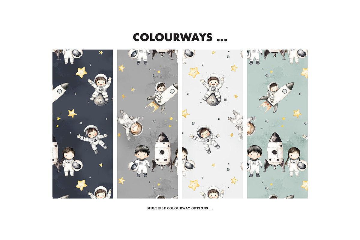 Little astronauts seamless pattern, a Pattern Graphic by Milatoo (Photo 5 of 7)