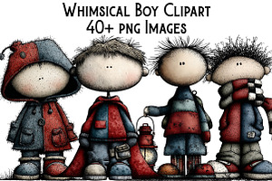 Whimsical Boy Clipart, an Illustration by Pixels.Craft