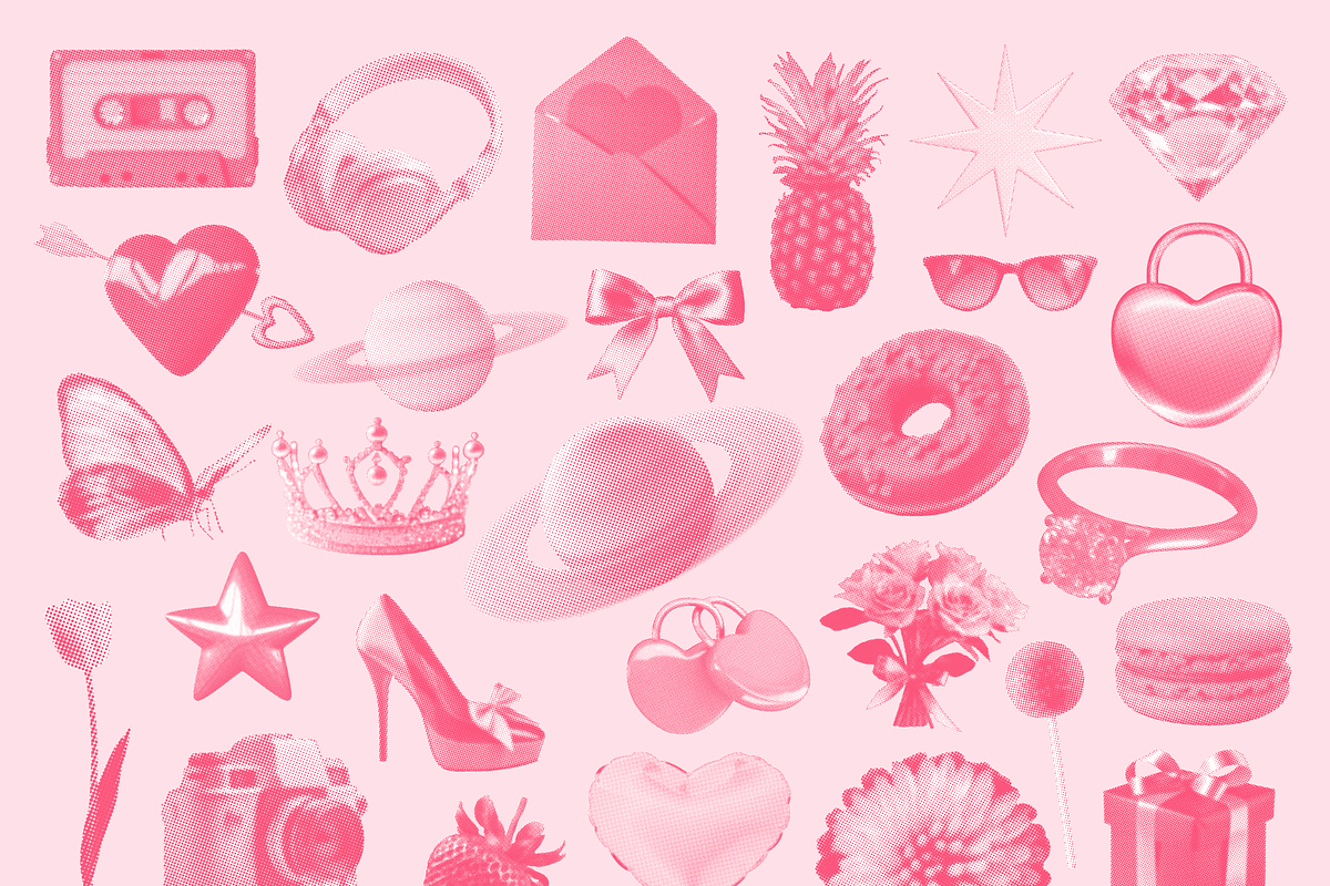 Pink Halftone Collage Elements, an Object Graphic by Animoon (Photo 4 of 19)