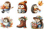 Autumn Hedgehogs Clipart, an Illustration by DreamArtGraphic (Thumbnail 3 of 4)