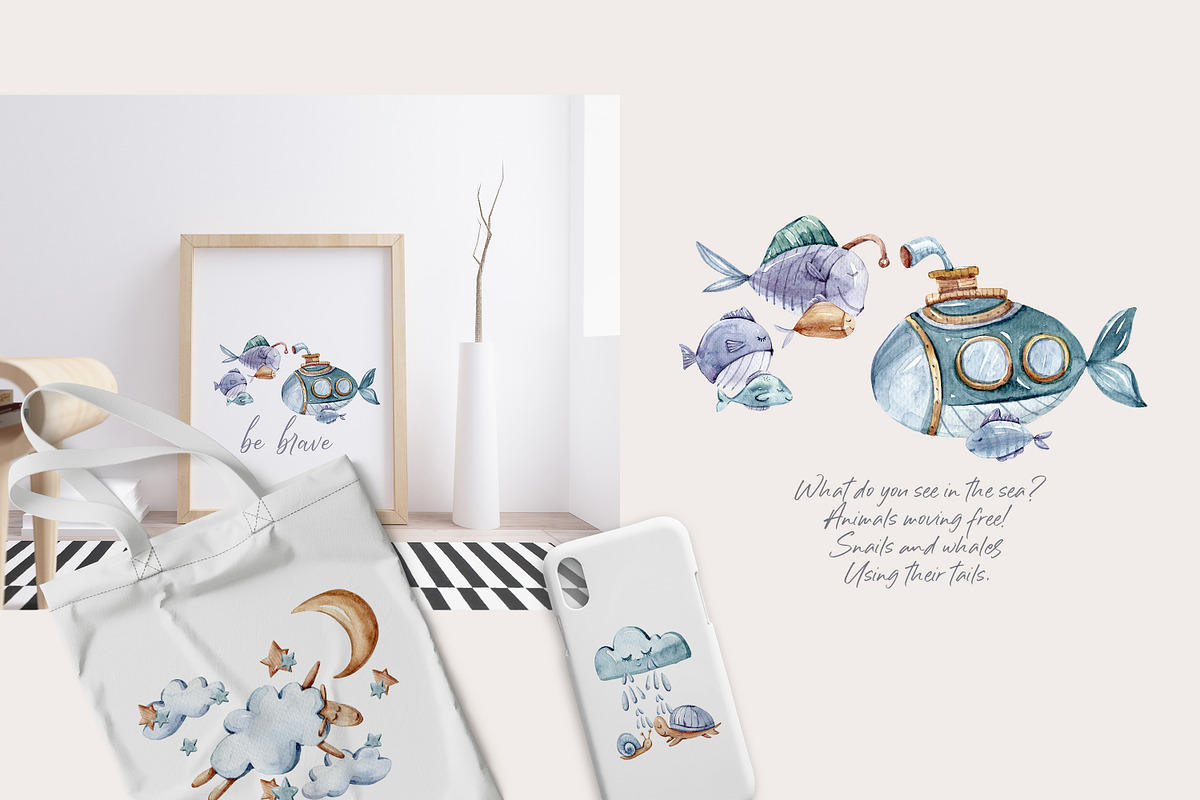 SALE! Watercolor nautical collection, an Animal Illustration by Tiana Geo (Photo 2 of 27)