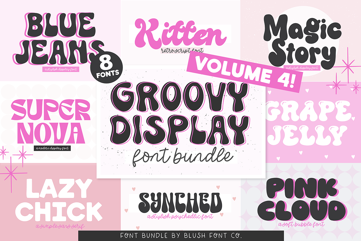 MEGA GROOVY RETRO FONT BUNDLE, a Font by Blush Font Co. (Photo 3 of 5)