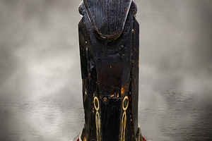 Front view of Viking Ship Prow with, a Transportation Photo by Perpis