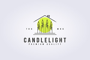 candle light logo line art minimal, a Branding & Logo Template by Lodzrov