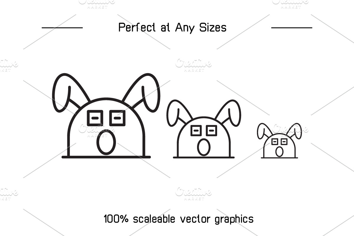 Angry and Amazed Rabbit Emojis, an Outline Icon by Designfour (Photo 7 of 7)
