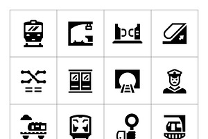 Set icons of subway, a Solid Icon by motorama
